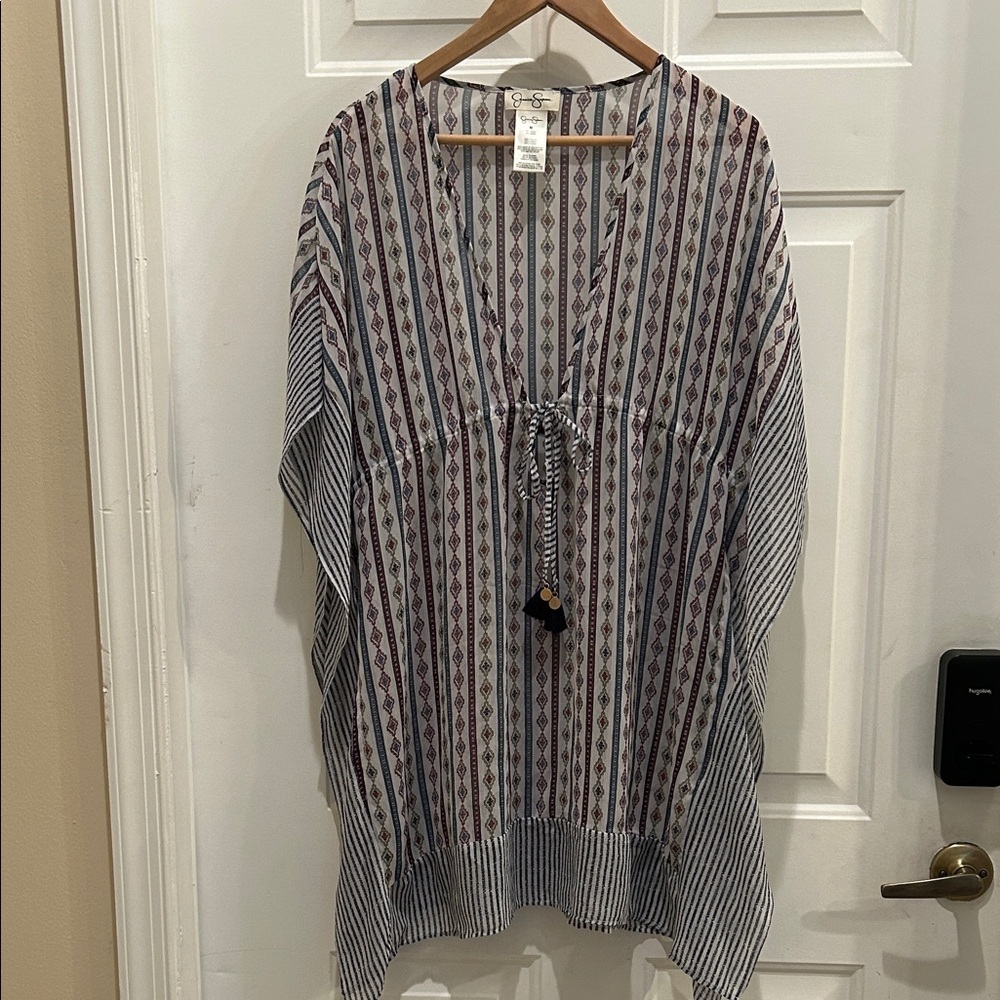 Jessica Simpson Striped Swim Coverup - Blue and White